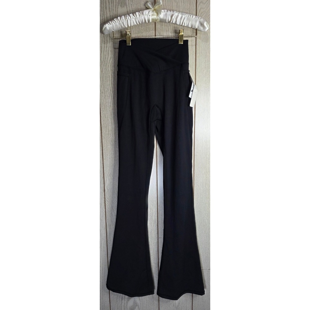 Sunzel Crossover Flare Leggings Black High Waisted Scrunch Butt Yoga Pants XS